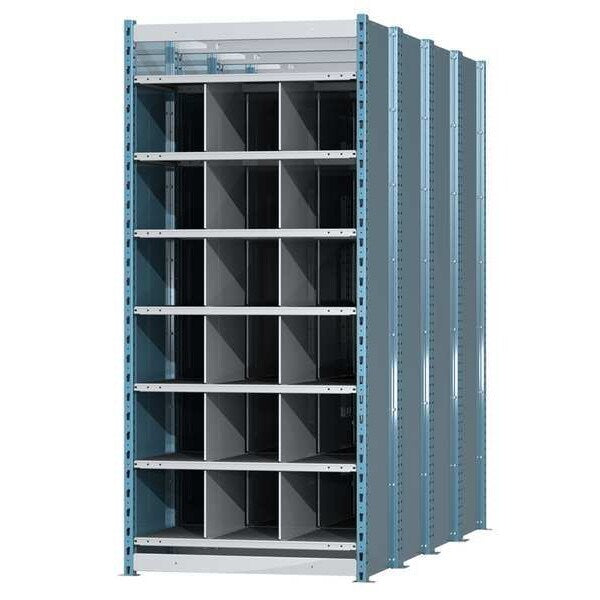 Steel Starter Pigeonhole Bin Unit, 96 in D x 87 in H x 36 in W, 8 Shelves, Blue/Gray