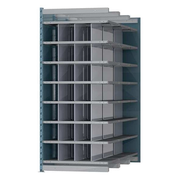 Steel Add-On Pigeonhole Bin Unit, 72 in D x 87 in H x 36 in W, 8 Shelves, Blue/Gray