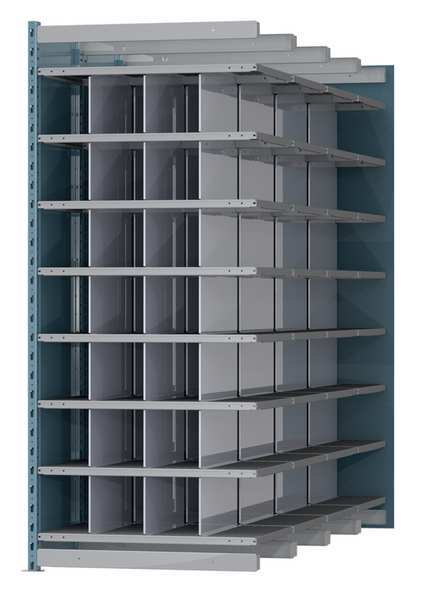 Steel Add-On Pigeonhole Bin Unit, 96 in D x 87 in H x 36 in W, 8 Shelves, Blue/Gray