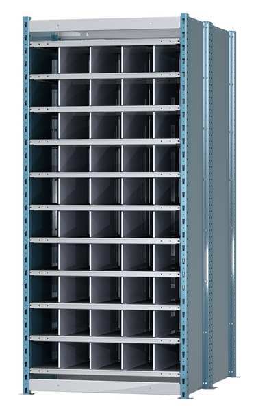 Steel Starter Pigeonhole Bin Unit, 48 in D x 87 in H x 36 in W, 12 Shelves, Blue/Gray