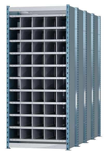 Steel Starter Pigeonhole Bin Unit, 96 in D x 87 in H x 36 in W, 12 Shelves, Blue/Gray