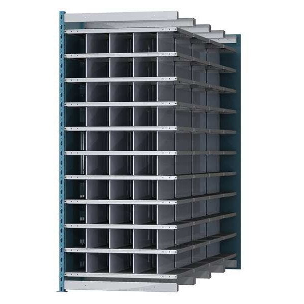 Steel Add-On Pigeonhole Bin Unit, 96 in D x 87 in H x 36 in W, 11 Shelves, Blue/Gray