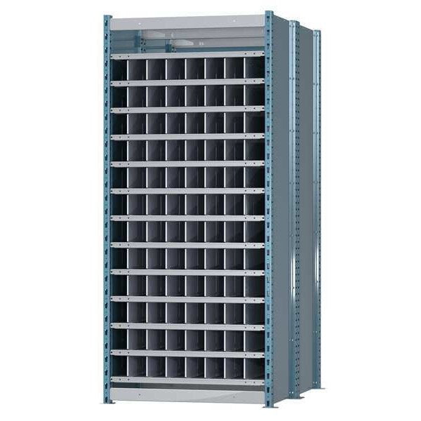 Steel Starter Pigeonhole Bin Unit, 48 in D x 87 in H x 36 in W, 13 Shelves, Blue/Gray