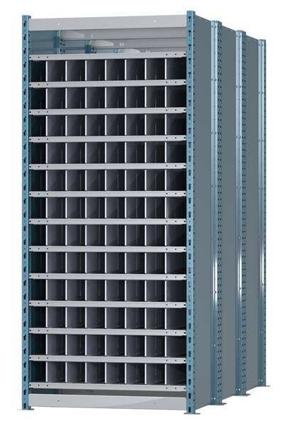 Steel Starter Pigeonhole Bin Unit, 72 in D x 87 in H x 36 in W, 14 Shelves, Blue/Gray