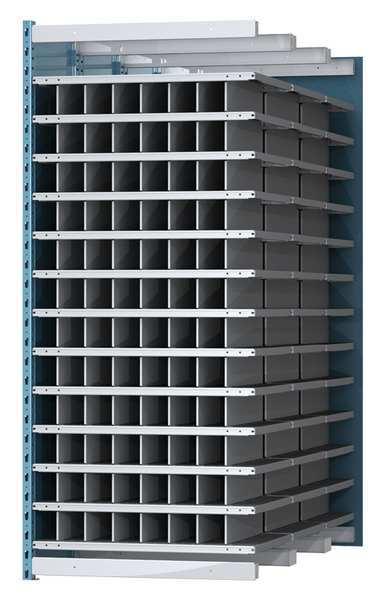 Steel Add-On Pigeonhole Bin Unit, 72 in D x 87 in H x 36 in W, 13 Shelves, Blue/Gray