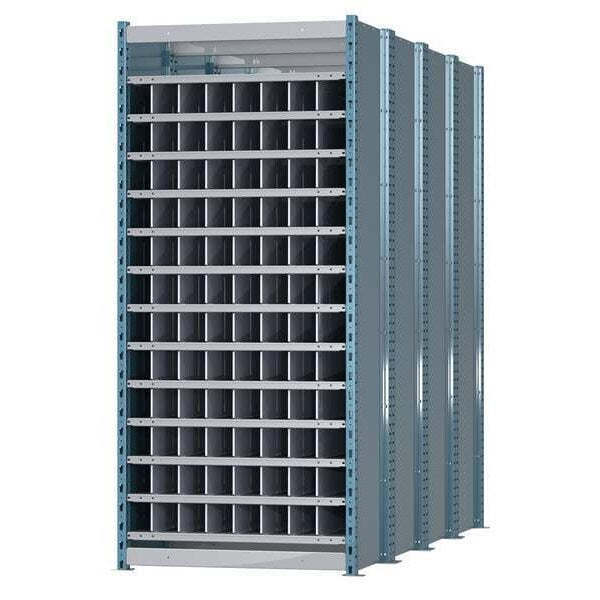 Steel Starter Pigeonhole Bin Unit, 96 in D x 87 in H x 36 in W, 14 Shelves, Blue/Gray