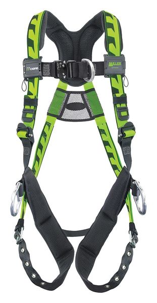 Full Body Harness, Vest Style, L/XL, Polyester, Green