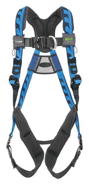 Full Body Harness, Vest Style, L/XL, Polyester, Blue