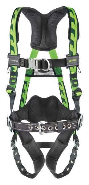 Full Body Harness, Vest Style, L/XL, Polyester, Green