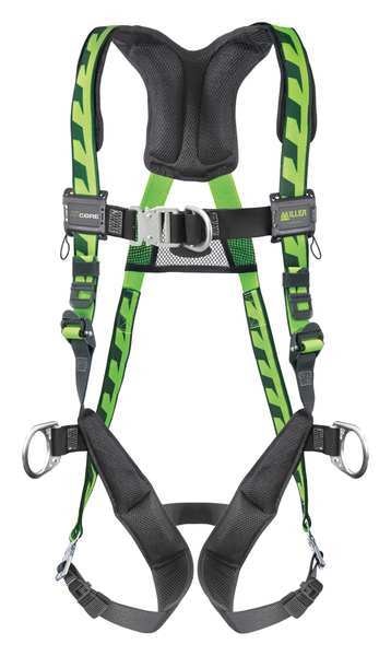 Full Body Harness, Vest Style, 2XL/3XL, Polyester, Green