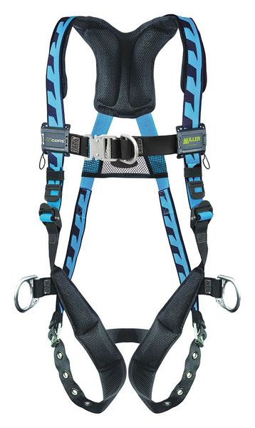 Full Body Harness, Vest Style, L/XL, Polyester, Blue