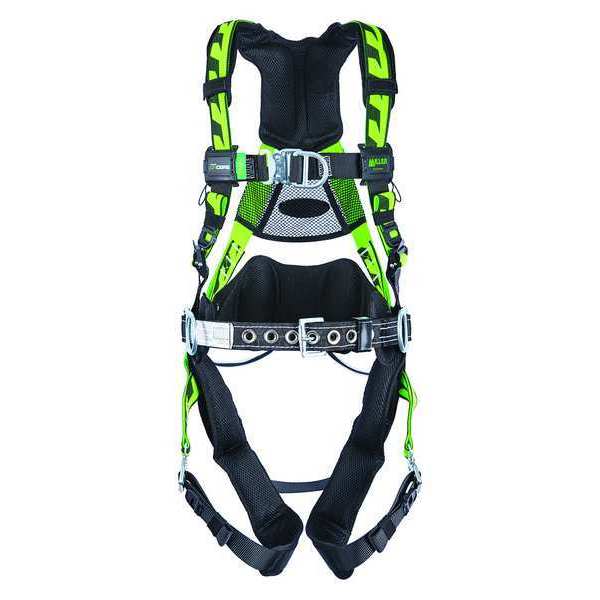Full Body Harness, Vest Style, S/M, Polyester, Green