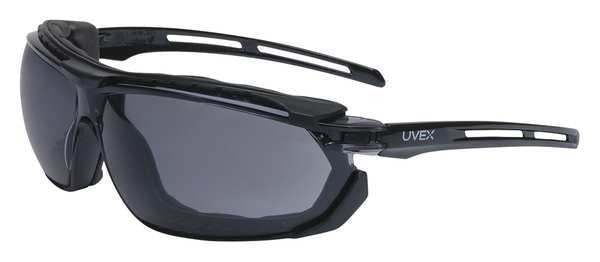 Safety Glasses, Wraparound Gray Polycarbonate Lens, Anti-Fog