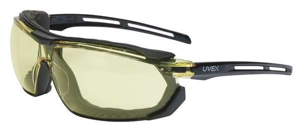 Safety Glasses, Wraparound Amber Polycarbonate Lens, Anti-Fog