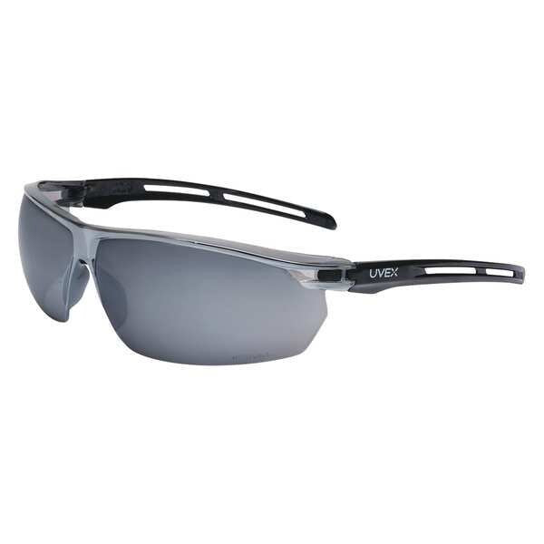 Safety Glasses, Wraparound Silver Mirror Polycarbonate Lens, Anti-Fog
