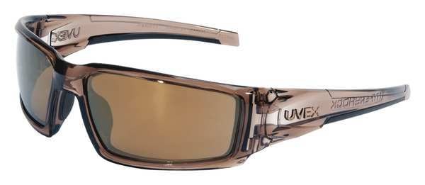 Safety Glasses, Wraparound Gold Mirror Polycarbonate Lens, Scratch-Resistant