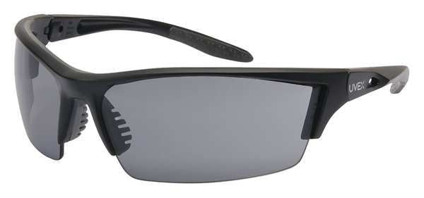 Safety Glasses, Wraparound Gray Polycarbonate Lens, Scratch-Resistant