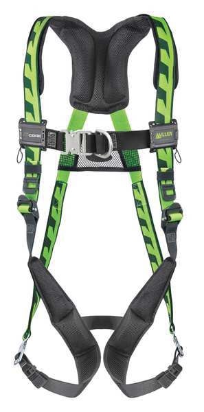 Full Body Harness, Vest Style, 2XL/3XL, Polyester, Green