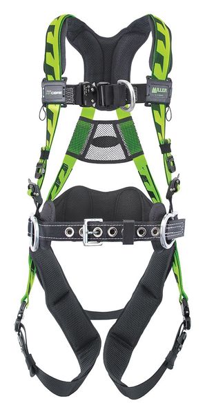 Full Body Harness, Vest Style, 2XL/3XL, Polyester, Green