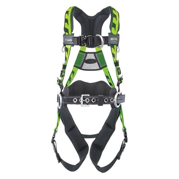 Full Body Harness, Vest Style, S/M, Polyester, Green