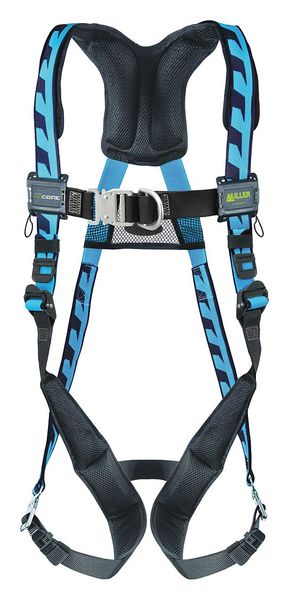 Full Body Harness, Vest Style, L/XL, Polyester, Blue