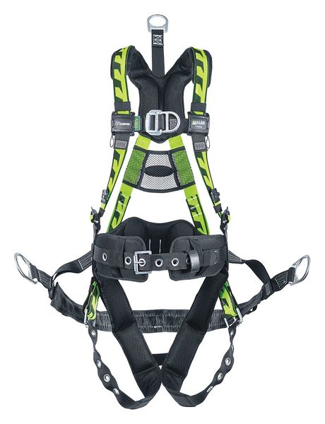 Full Body Harness, Vest Style, S/M, Polyester, Green