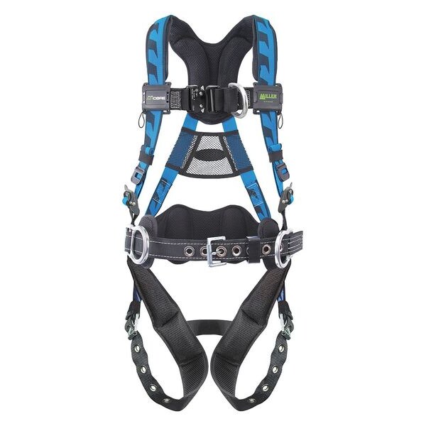 Full Body Harness, Vest Style, S/M, Polyester, Blue