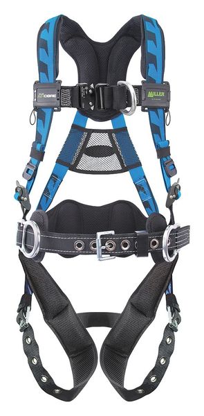 Full Body Harness, Vest Style, L/XL, Polyester, Blue