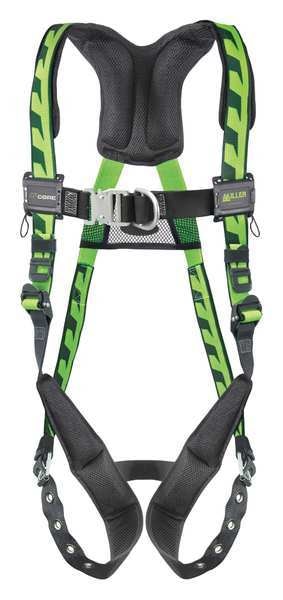 Full Body Harness, Vest Style, L/XL, Polyester, Green