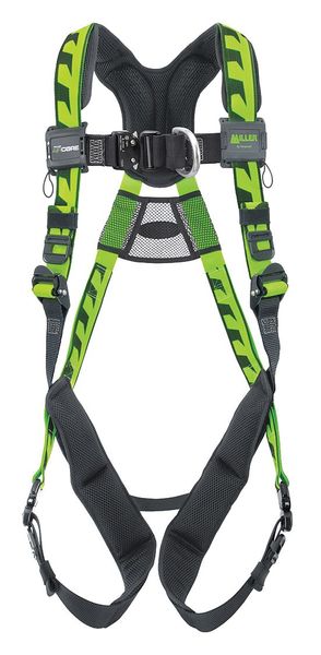 Full Body Harness, Vest Style, 2XL/3XL, Polyester, Green