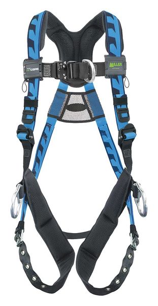 Full Body Harness, Vest Style, L/XL, Polyester, Blue