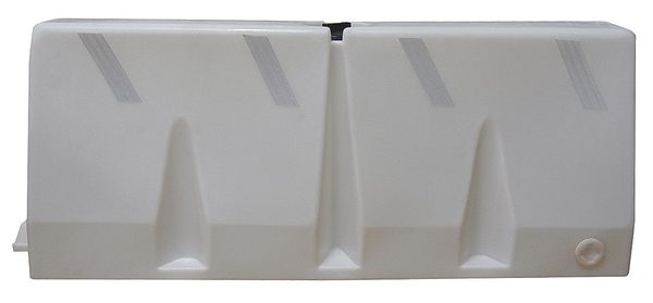 Jersey Barrier Polycade Traffic Barrier, Plastic, 24 1/2 in H, 58 1/4 in L, 16 1/2 in W, White