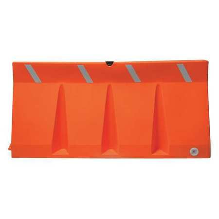 Jersey Barrier Polycade Traffic Barrier, Plastic, 34 in H, 73 3/4 in L, 18 in W, Orange