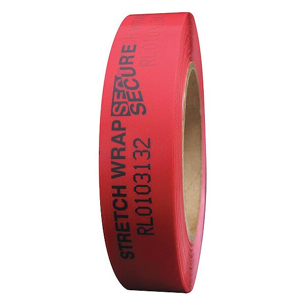 Tamper Evident Tape, Polyester, Red, 1inW