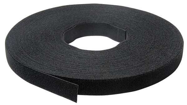 Reclosable Fastener, No Adhesive, 75 ft, 1/2 in Wd, Black