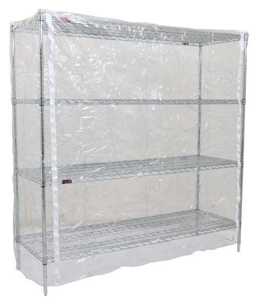 Cart Cover, 60x24x54, Clear, Vinyl, Zipper