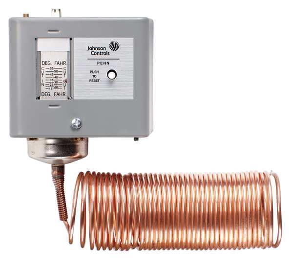 Line Volt Mechanical Tstat, 15 Degrees to 55 Degrees F, DPST