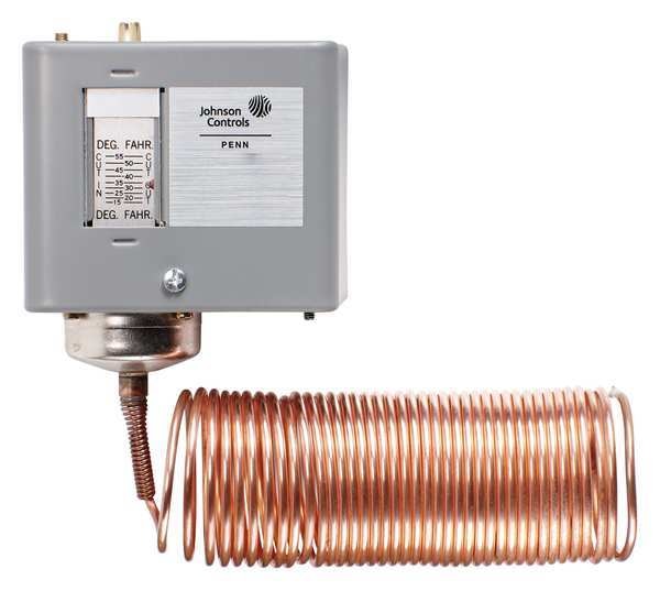Line Volt Mechanical Tstat, 35 Degrees to 80 Degrees F, DPST