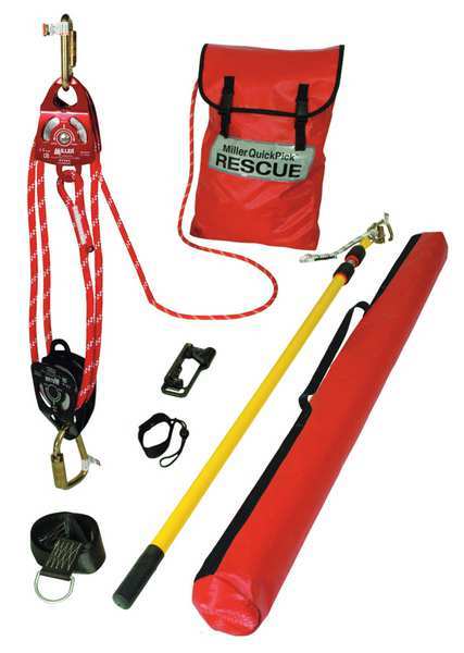 Rescue System, 50 ft, 310 lb Capacity, Full Body Harness