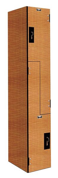 Wardrobe Z Locker, 12 in W, 18 in D, 72 in H, (1) Wide, (2) Openings, Light Wood