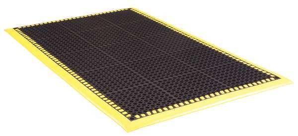 Black with Yellow Border Drainage Holes Drainage Mat 3 ft. 2