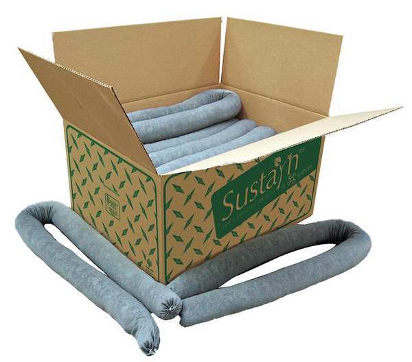 Sorbents, 17 gal/pk; 2.8 gal/sock, Universal Absorbed, Gray, Polypropylene, 6 PK