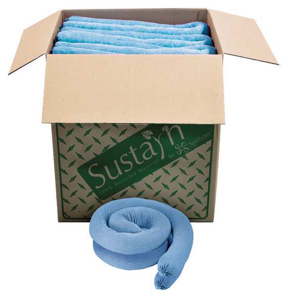 Sorbents, 44 gal/pk; 1.1 gal/sock, Oil Absorbed, Blue, Polypropylene, 40 PK