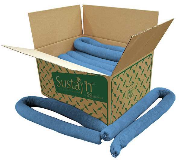 Sorbents, 17 gal. Oil Absorbed, Blue, Polypropylene, 6 PK