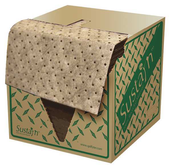 Sorbents, 29 gal/pk, .15 gal/pad, Oil Absorbed, Tan, Polypropylene, 200 PK