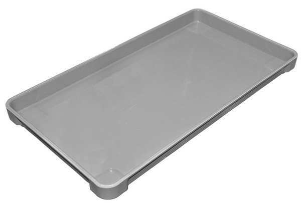 Stacking Container, Gray, Fiberglass Reinforced Composite, 22 in L, 12 in W, 1 1/4 in H