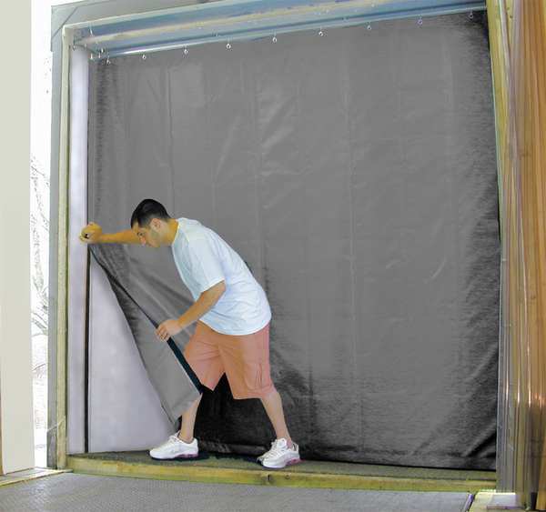 Insulated Truck Curtain, 8 ft H x 8 ft W, Curtain Color: Gray