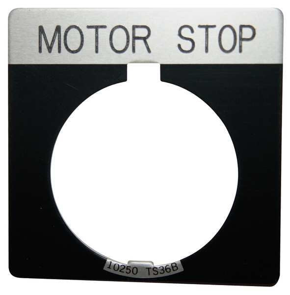 Cutler-Hammer Legend Plate, Square, Motor Stop, Black