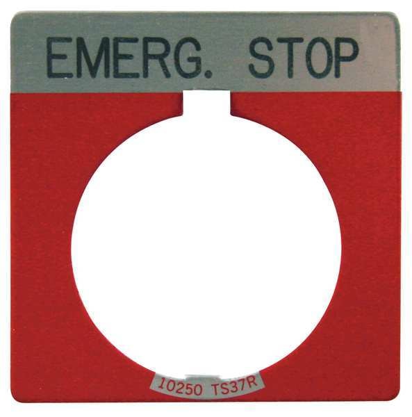 Cutler-Hammer Legend Plate, Square, Emergency Stop, Red
