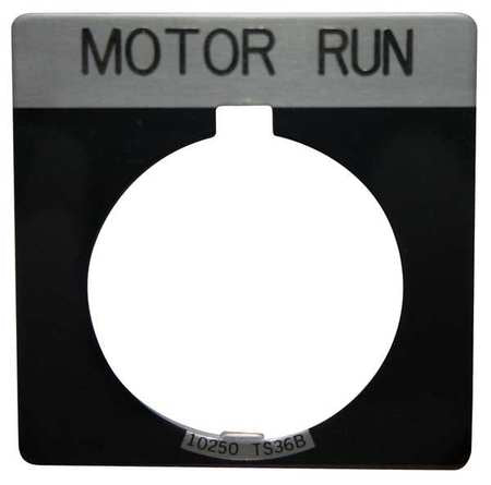 Cutler-Hammer Legend Plate, Square, Motor Run, Black